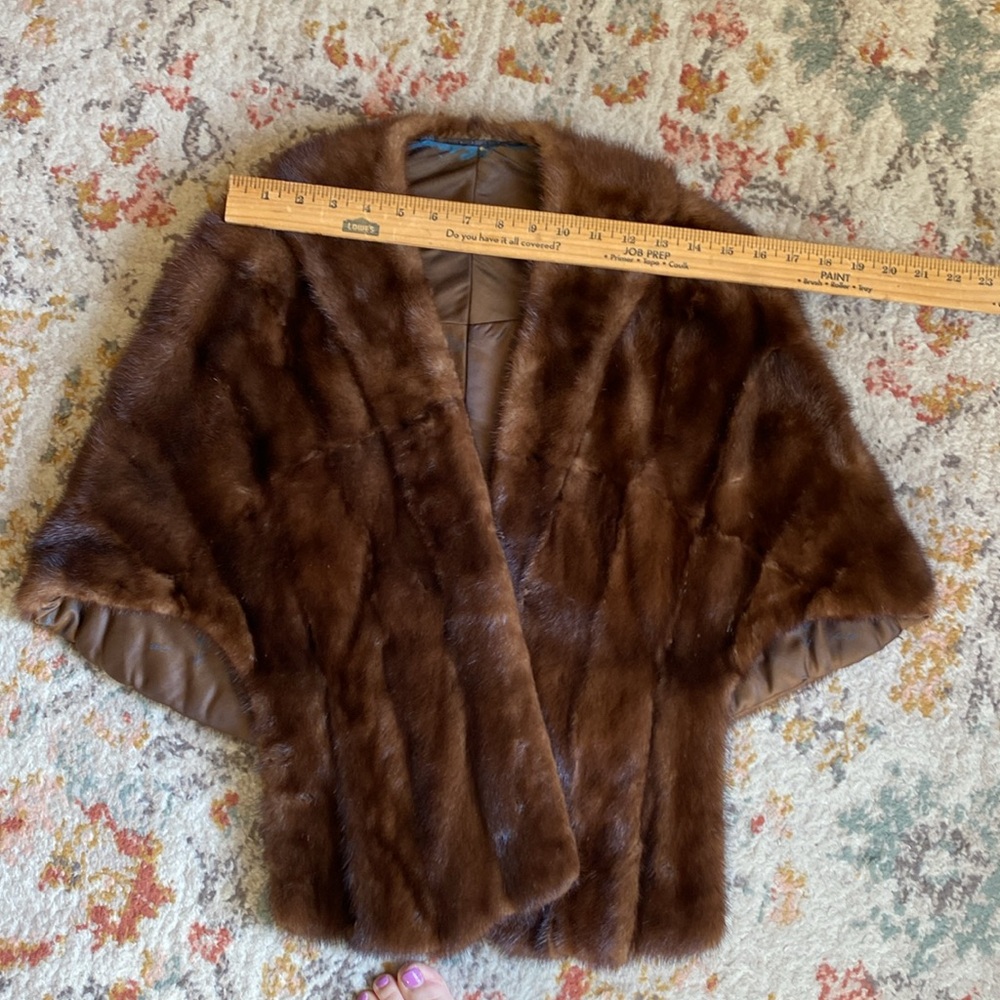 Vintage Brown Mink Fur Capelet Shawl Wrap One Size Luxury Evening Jacket - Picture 10 of 12